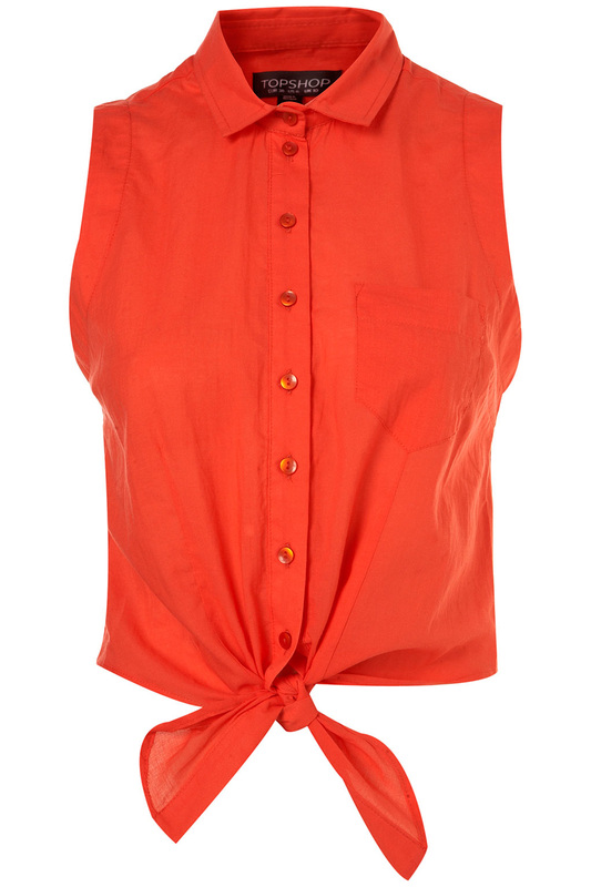 Red Sleeveless Tie Front Shirt - Youth Asia Fashion and Accessories